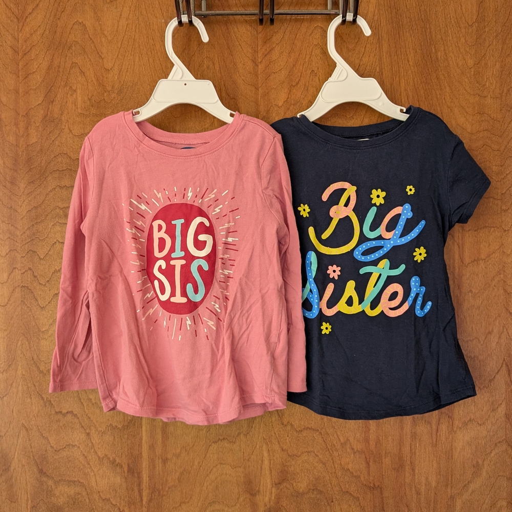 Old Navy Big Sister Toddler Tees - Pink and Navy
